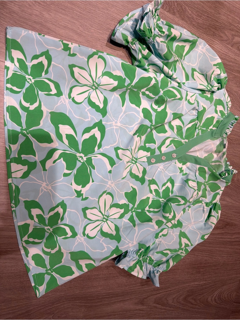 Floral Green & Light Blue Women's Top